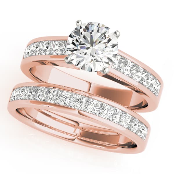 Channel Set Princess Cut Engagement Ring, style 84365, On hand view in rose gold