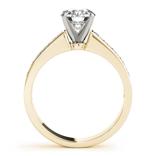 Channel Set Princess Cut Engagement Ring, style 84365, Side view in yellow gold