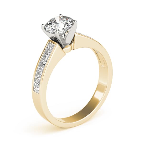 Channel Set Princess Cut Engagement Ring, style 84365, Top view in yellow gold