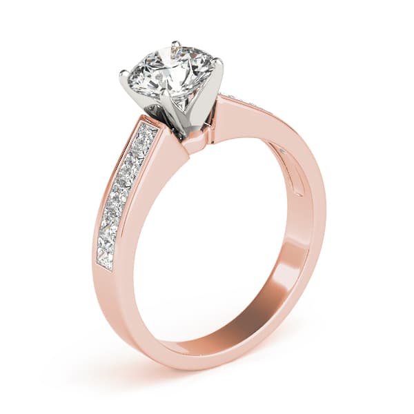 Channel Set Princess Cut Engagement Ring, style 84365, Top view in rose gold