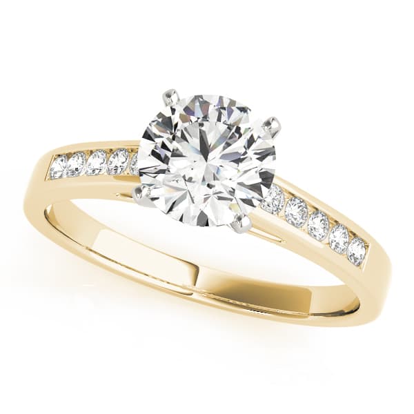 Single Row Channel Set Engagement Ring, style 84368, Front view in yellow gold