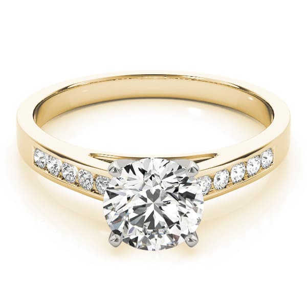 Single Row Channel Set Engagement Ring, style 84368, On hand view in yellow gold