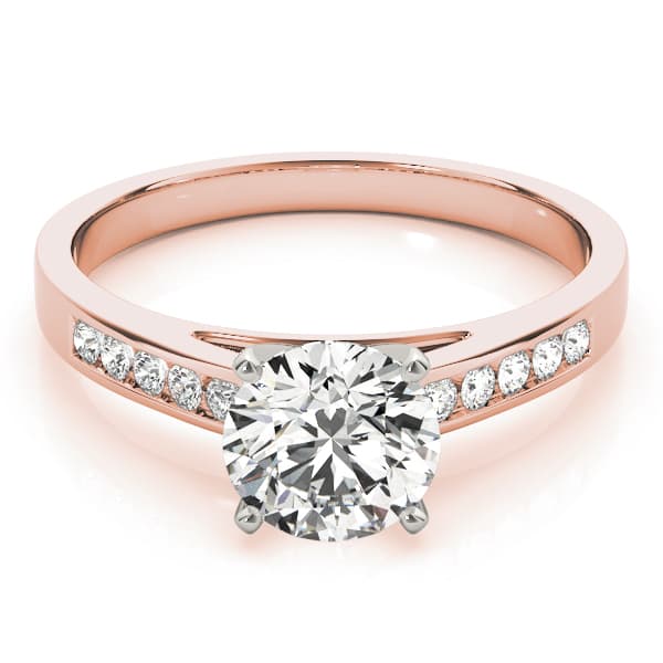 Single Row Channel Set Engagement Ring, style 84368, On hand view in rose gold