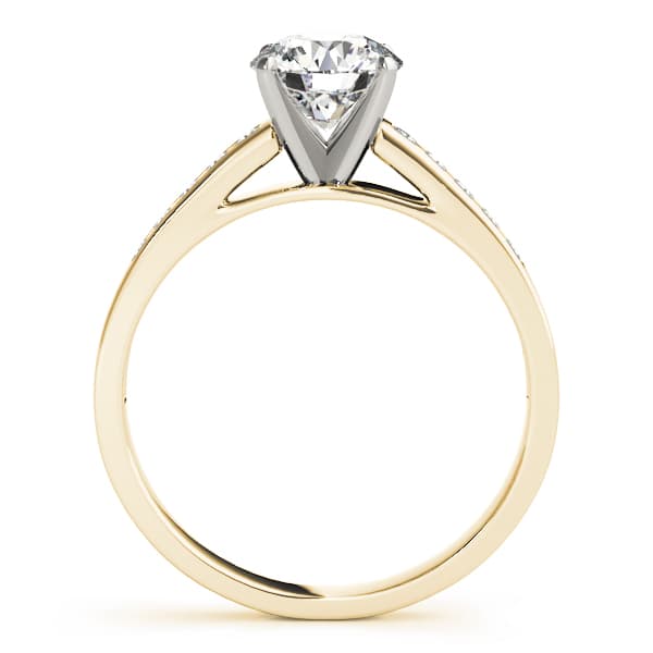Single Row Channel Set Engagement Ring, style 84368, Side view in yellow gold