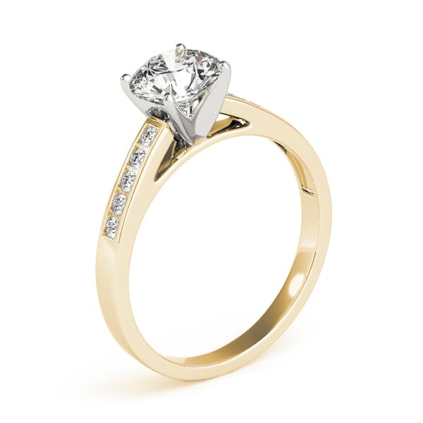 Single Row Channel Set Engagement Ring, style 84368, Top view in yellow gold