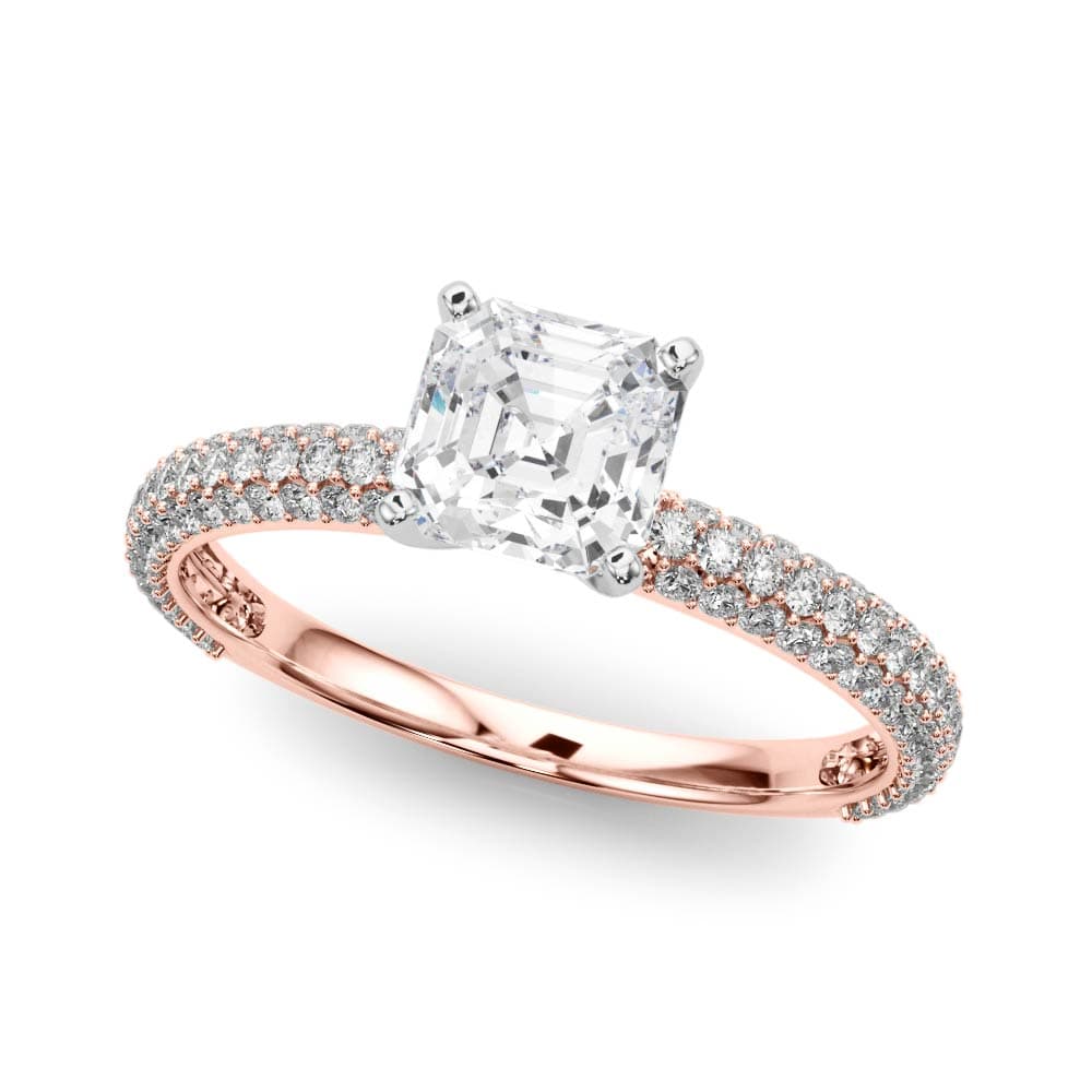Pavé Enagement Ring, style 84370, Front view in rose gold