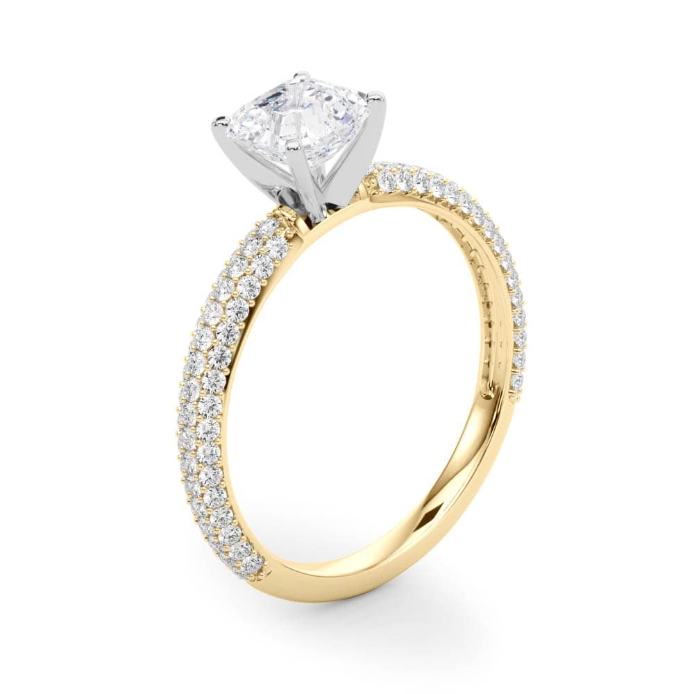 Pavé Enagement Ring, style 84370, Angle view in yellow gold