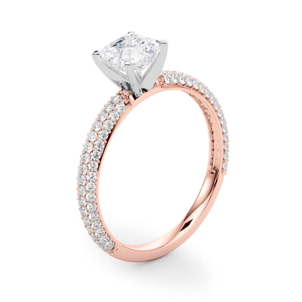 Pavé Enagement Ring, style 84370, Angle view in rose gold