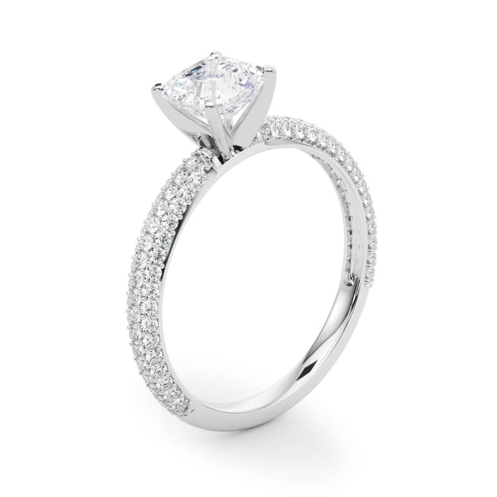 Pavé Enagement Ring, style 84370, Angle view in white gold or platinum