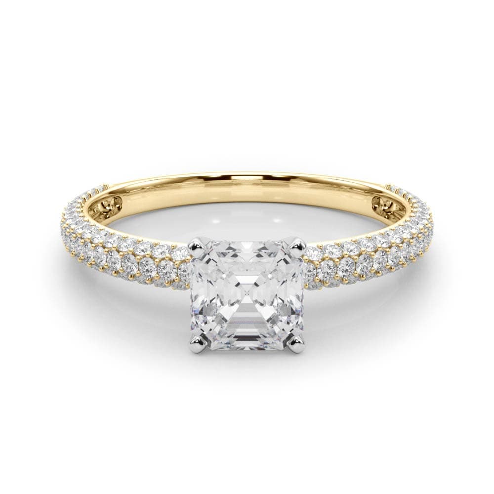 Pavé Enagement Ring, style 84370, On hand view in yellow gold