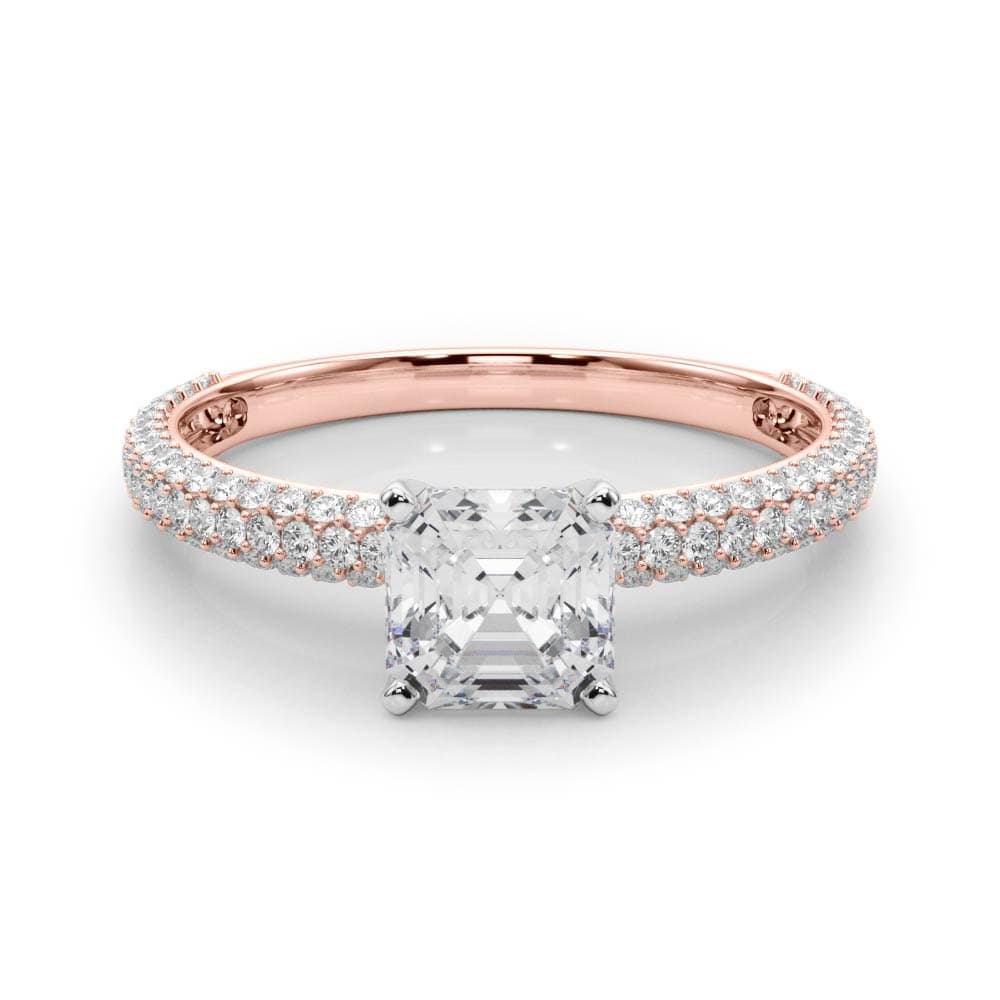 Pavé Enagement Ring, style 84370, On hand view in rose gold