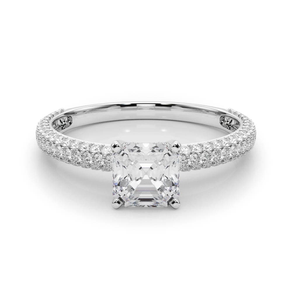 Pavé Enagement Ring, style 84370, On hand view in white gold or platinum