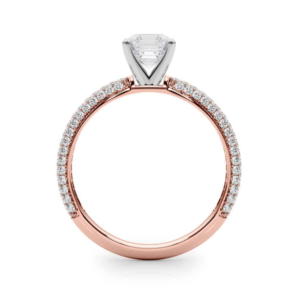 Pavé Enagement Ring, style 84370, Side view in rose gold