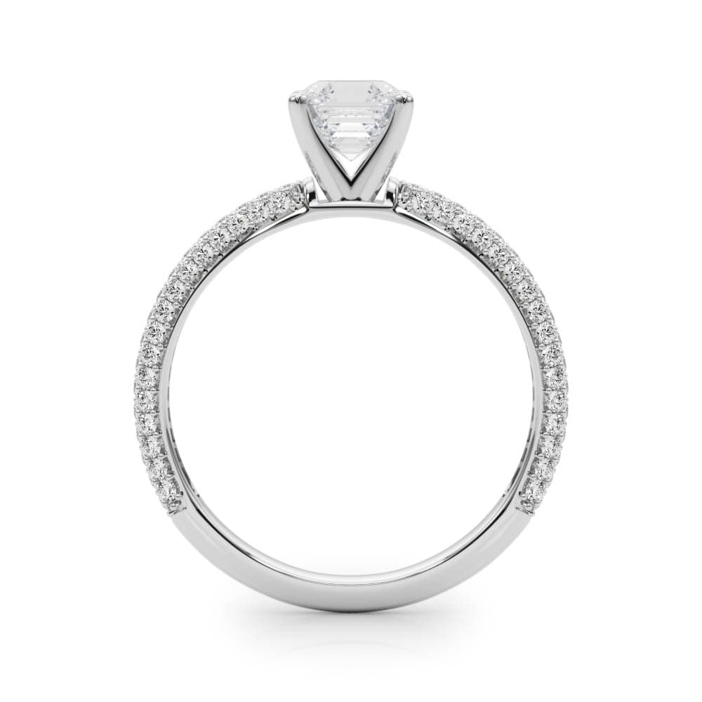Pavé Enagement Ring, style 84370, Side view in white gold or platinum