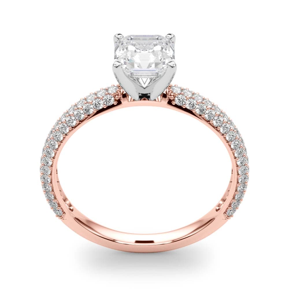Pavé Enagement Ring, style 84370, Top view in rose gold