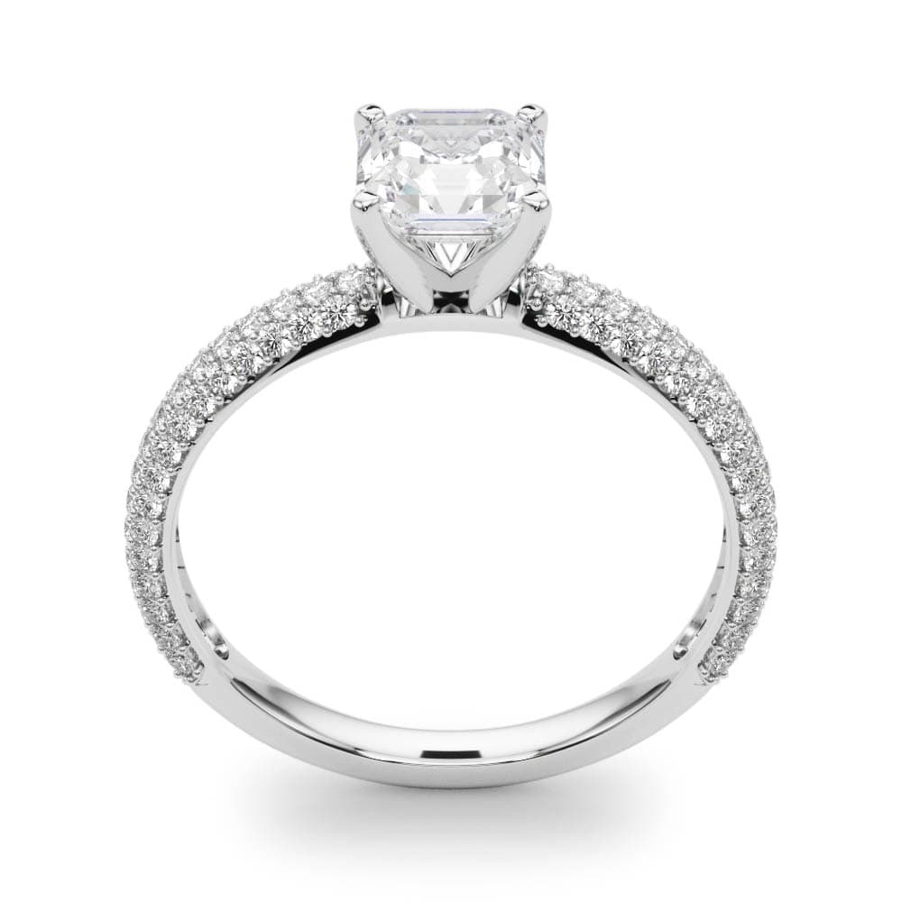 Pavé Enagement Ring, style 84370, Top view in white gold or platinum