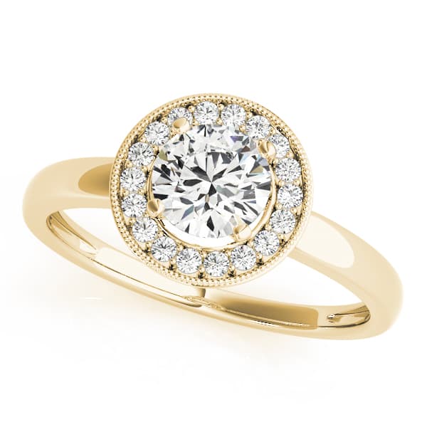 Round Halo For 1/4. 1/3, 1/2, style 84372, Front view in yellow gold