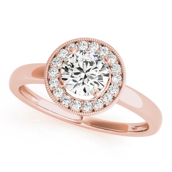 Round Halo For 1/4. 1/3, 1/2, style 84372, Front view in rose gold