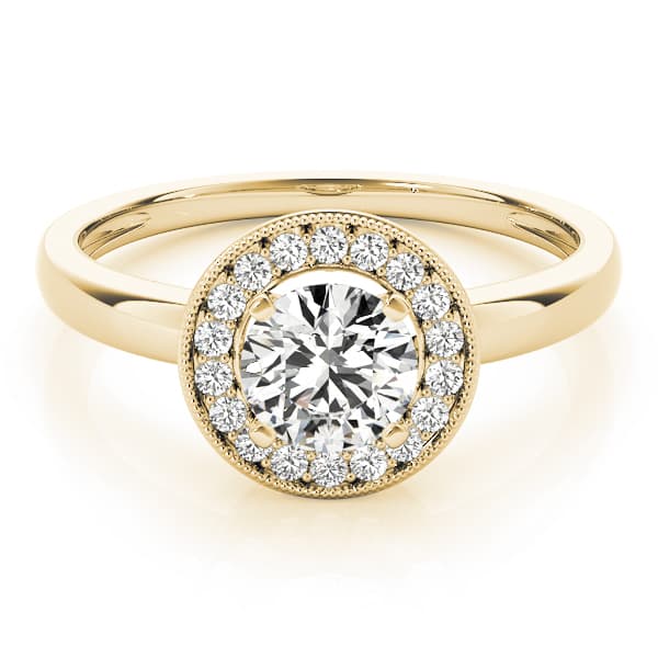 Round Halo For 1/4. 1/3, 1/2, style 84372, On hand view in yellow gold