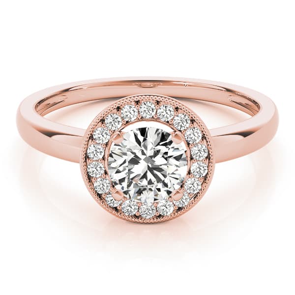 Round Halo For 1/4. 1/3, 1/2, style 84372, On hand view in rose gold