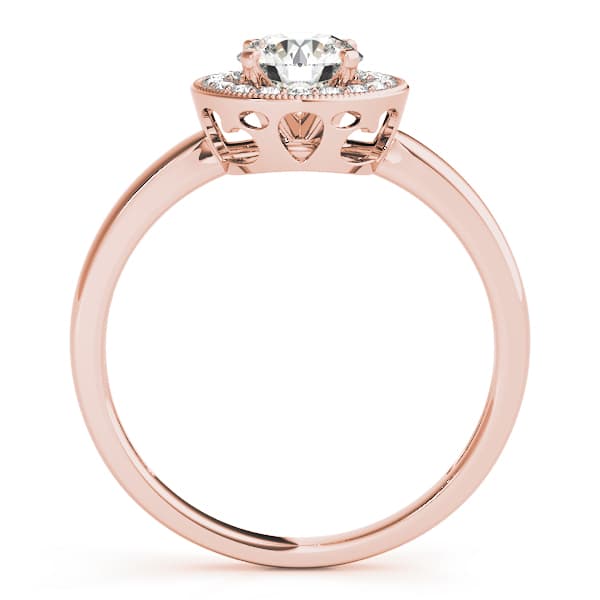 Round Halo For 1/4. 1/3, 1/2, style 84372, Side view in rose gold