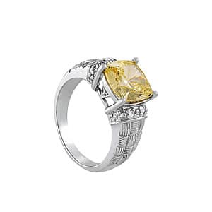 Princess & Cushion Gemstone Ring (0.03 ct. tw.), Side view in white gold or platinum