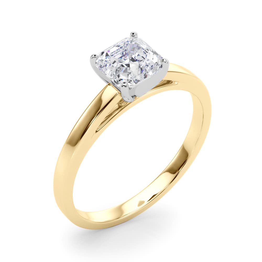 Classic Plain Cathedral Engagement Ring, style 84376, Angle view in yellow gold