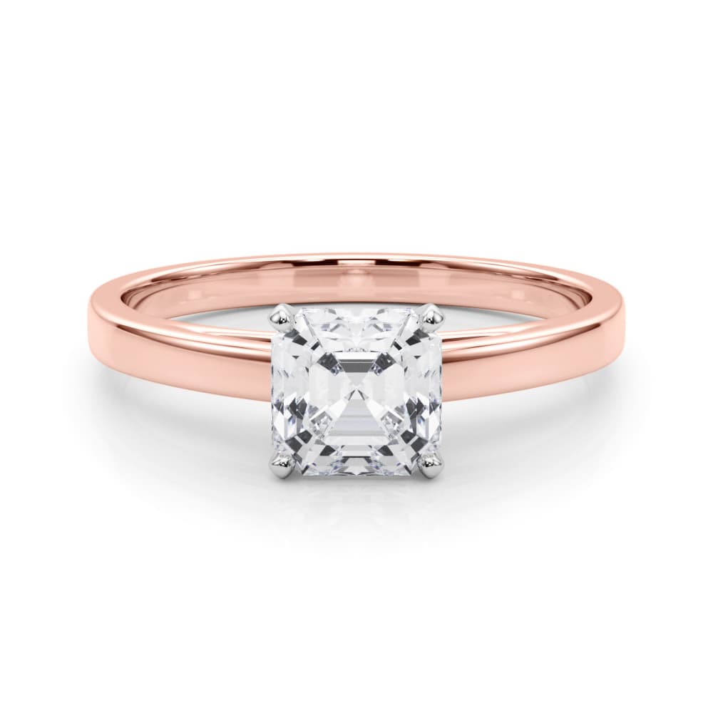 Classic Plain Cathedral Engagement Ring, style 84376, On hand view in rose gold
