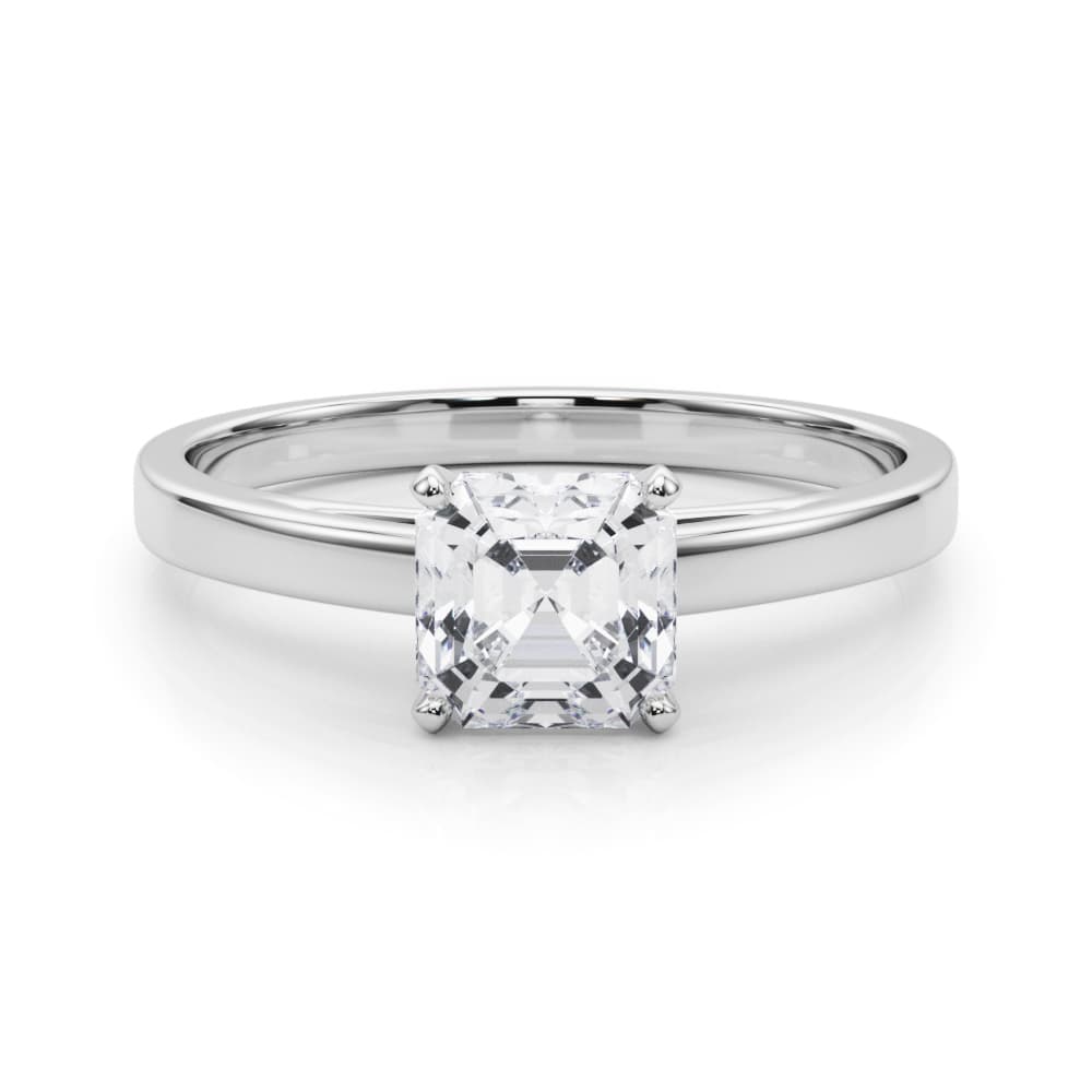 Classic Plain Cathedral Engagement Ring, style 84376, On hand view in white gold or platinum