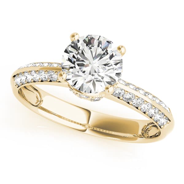 Pavé Engagement Ring, style 84387, Front view in yellow gold