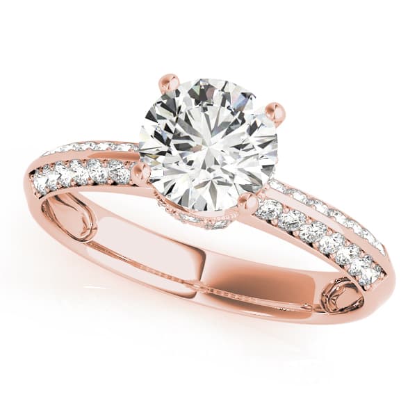 Pavé Engagement Ring, style 84387, Front view in rose gold