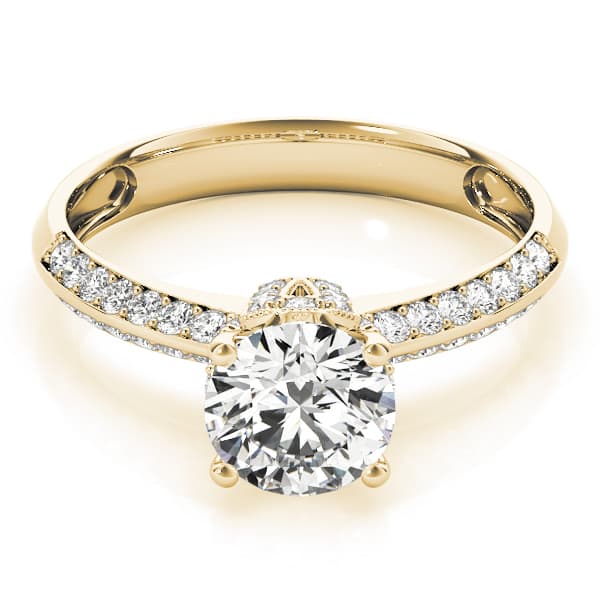 Pavé Engagement Ring, style 84387, On hand view in yellow gold