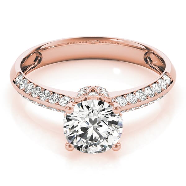 Pavé Engagement Ring, style 84387, On hand view in rose gold