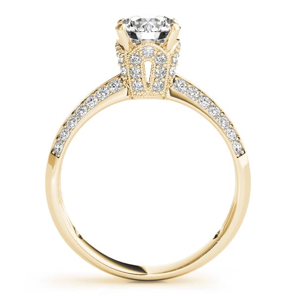 Pavé Engagement Ring, style 84387, Side view in yellow gold