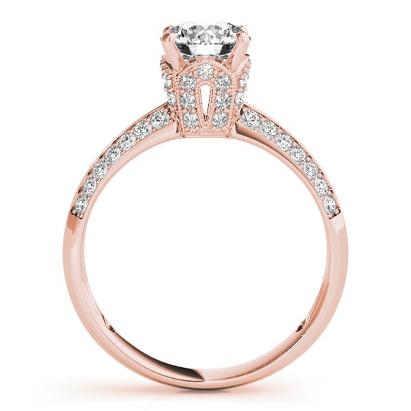 Pavé Engagement Ring, style 84387, Side view in rose gold