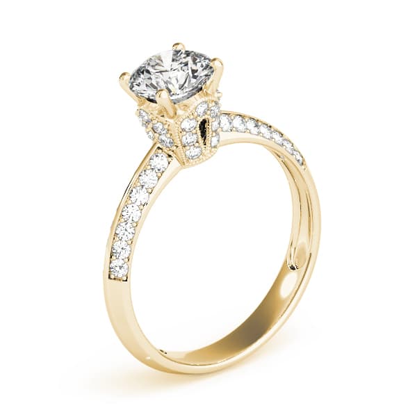 Pavé Engagement Ring, style 84387, Top view in yellow gold
