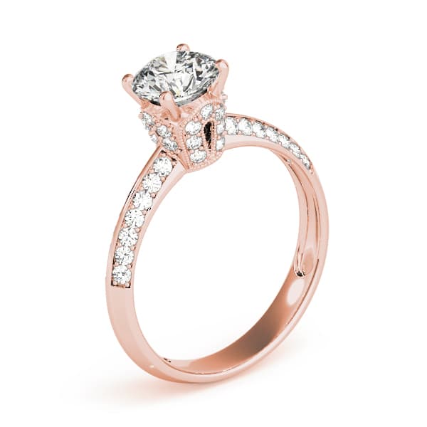 Pavé Engagement Ring, style 84387, Top view in rose gold
