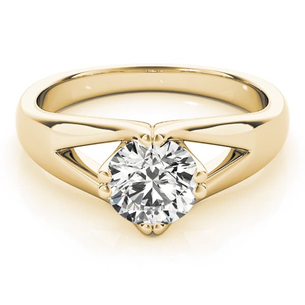 Solitaire Engagement Ring, style 84388, On hand view in yellow gold
