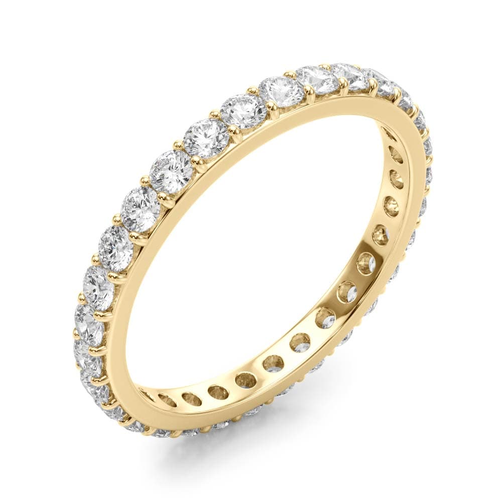 Shared Prong Eternity Wedding Band — .01,S5 (3/8 ct. tw.), Angle view in yellow gold