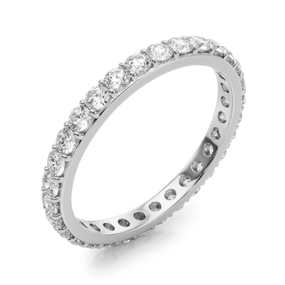 Shared Prong Eternity Wedding Band — .01,S7 (0.42 ct. tw.), Angle view in white gold or platinum