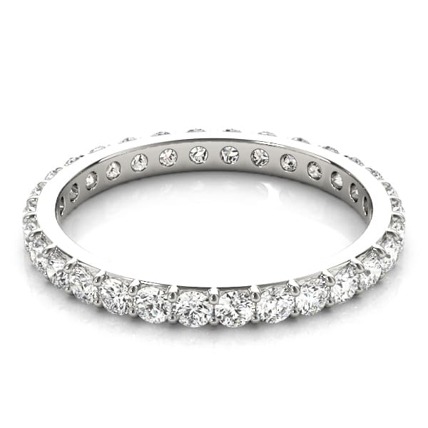 Shared Prong Eternity Wedding Band — .01,S7 (0.42 ct. tw.), On hand view in white gold or platinum