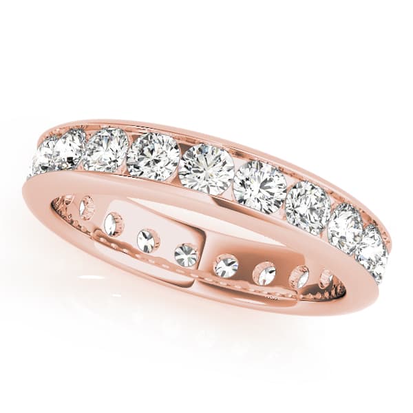 Channel Set Eternity Wedding Band (2.2 ct. tw.), Front view in rose gold