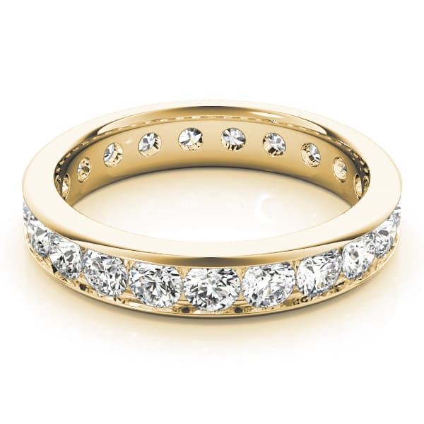 Channel Set Eternity Wedding Band (2.85 ct. tw.), On hand view in yellow gold