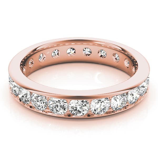 Channel Set Eternity Wedding Band (2.2 ct. tw.), On hand view in rose gold