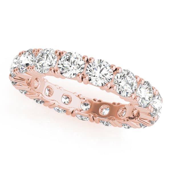 Eternity Prong Wedding Band (2.85 ct. tw.), Front view in rose gold