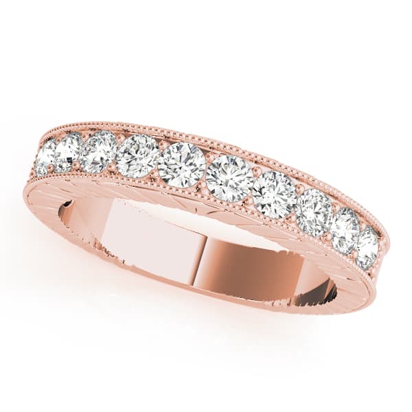 Channel Set Wedding Band (0.9 ct. tw.), Front view in rose gold