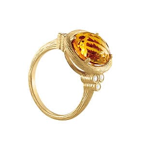 Oval Gemstone Ring (0.09 ct. tw.), Side view in white gold or platinum