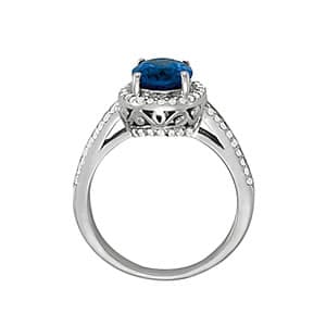 Oval Gemstone Ring (3/8 ct. tw.), Side view in white gold or platinum