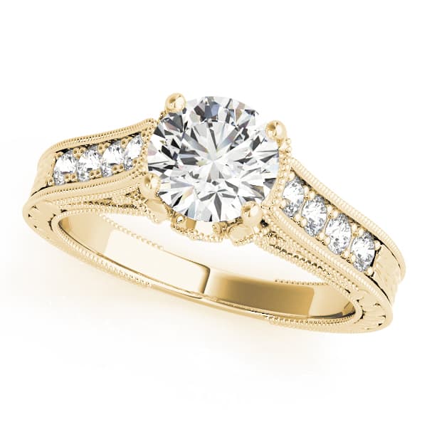 Single Row Prong Engagement Ring, style 84419, Front view in yellow gold