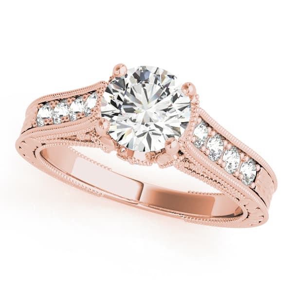 Single Row Prong Engagement Ring, style 84419, Front view in rose gold